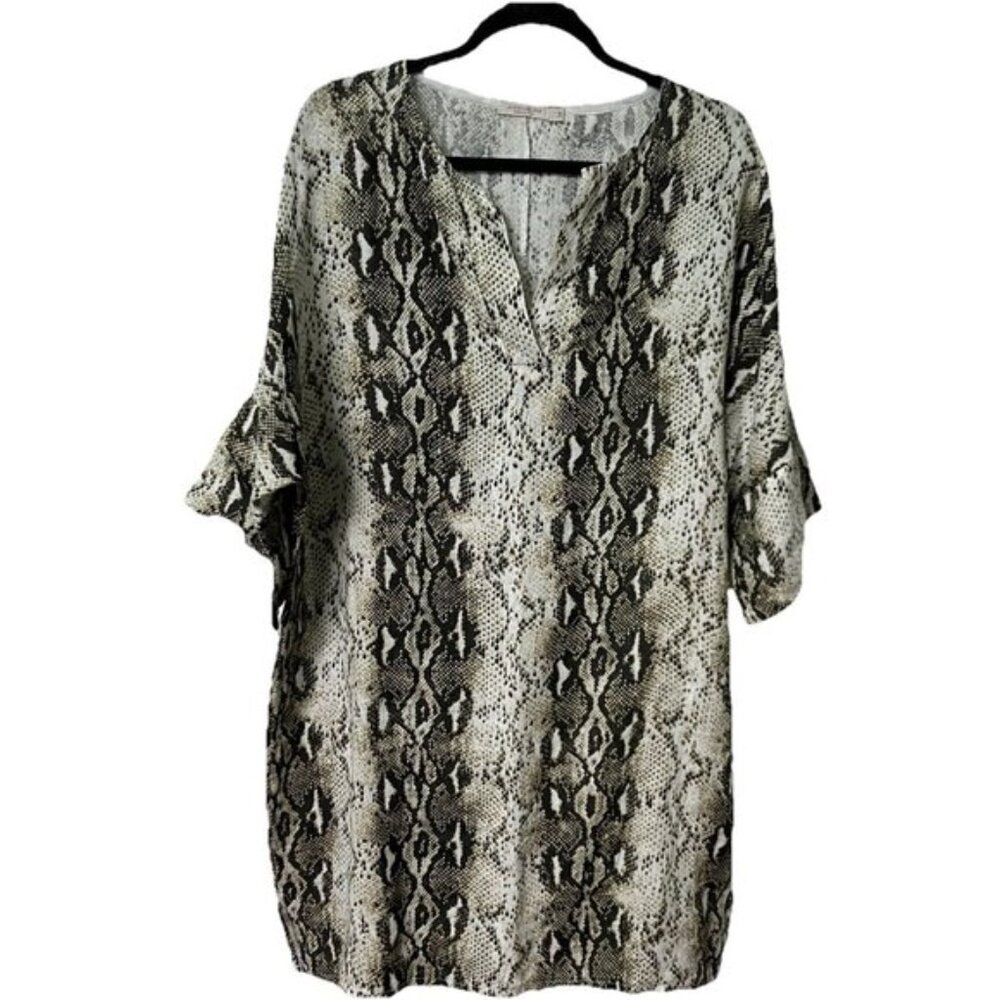 Anna Melani Linen Tunic Dress Womens M Snake Animal Print Made in Italy
